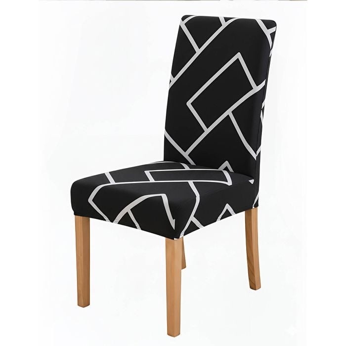 Anyhouz Chair Cover Black Square Lattice Design Elastic Slipcover
