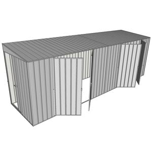 Build-a-Shed 1.5 x 6 x 2m Skillion Dual Double Hinged Side Doors Shed - Zinc