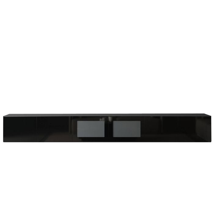 3.6m Glacia Black Floating TV Cabinet