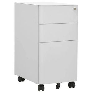 vidaXL Mobile File Cabinet Chest of Drawers Office Storage Light Grey Steel