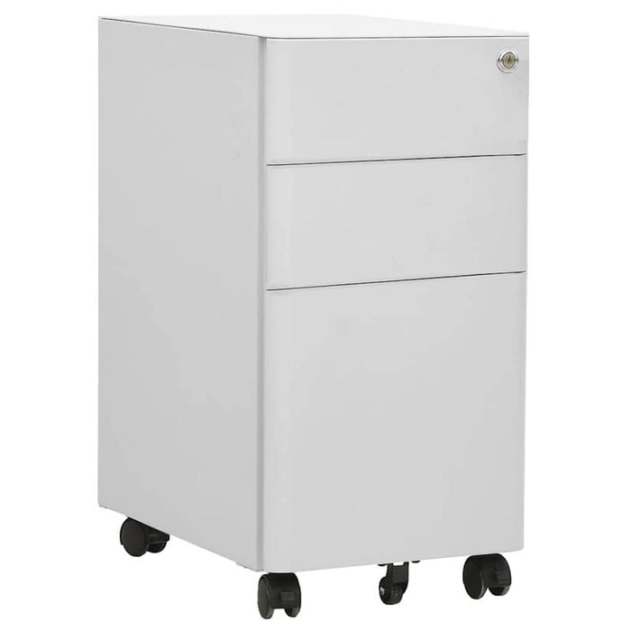 vidaXL Mobile File Cabinet Chest of Drawers Office Storage Light Grey Steel
