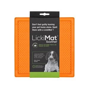 Lickimat Soother Original Slow Food Licking Mat for Cats & Dogs - Orange
