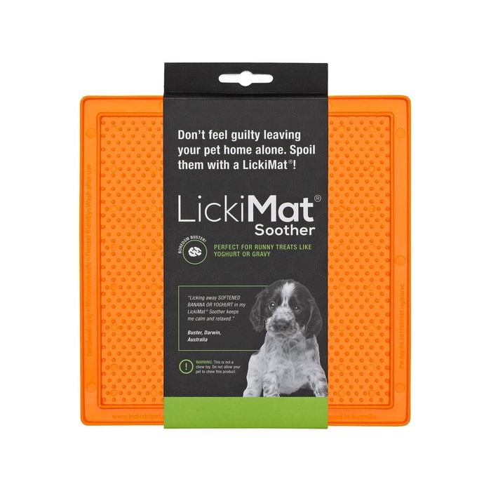 Lickimat Soother Original Slow Food Licking Mat for Cats & Dogs - Orange