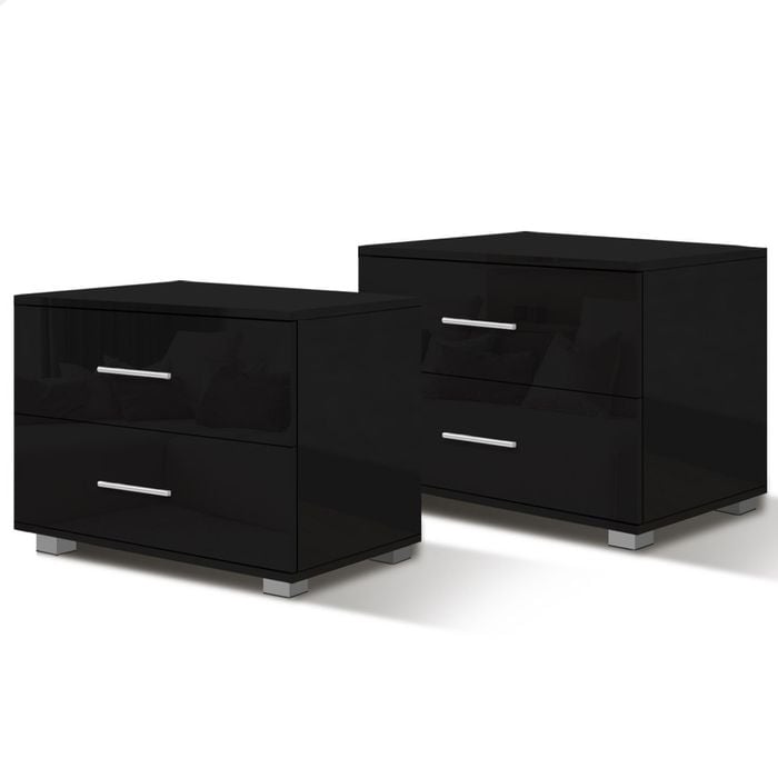 ALFORDSON 2x Bedside Table Black