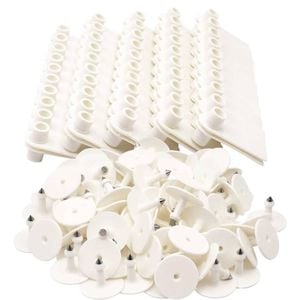 100x Cattle Ear Tags 5x2cm Set - Mini White Blank Pig Goat Livestock Label