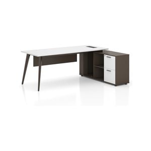 Esma 2m L-shaped Executive Desk White and Grey