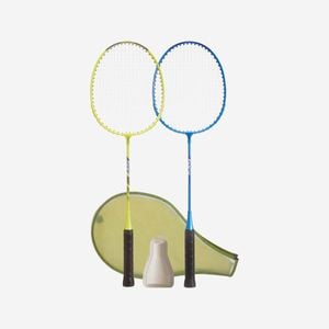 Decathlon | Fun Set Br130 Ad Lime Blue Adult Badminton Racket Set - One Size