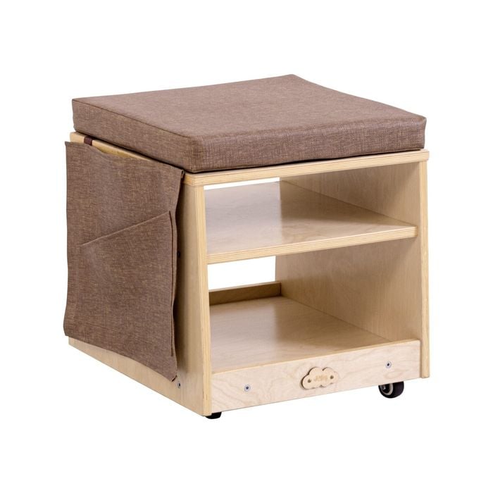 Jooyes Mobile Teacher Stool with Storage  - Brown | 43.5cm