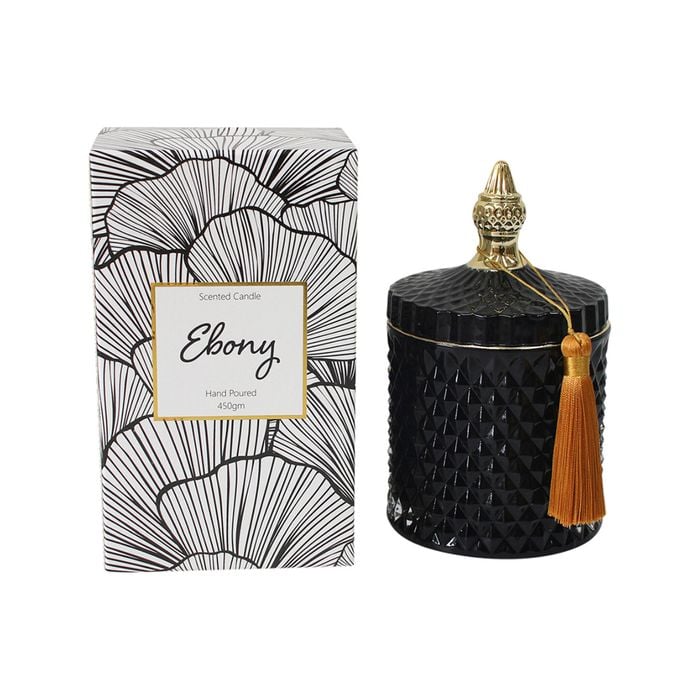 Glass/Wax 18.5cm Scented Tealight Candle Xl Ebony - Black