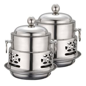 SOGA 2 Pack Mini Hot Pot Alcohol Stove Stainless Steel Lid