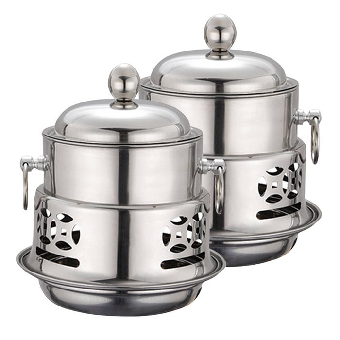 SOGA 2 Pack Mini Hot Pot Alcohol Stove Stainless Steel Lid