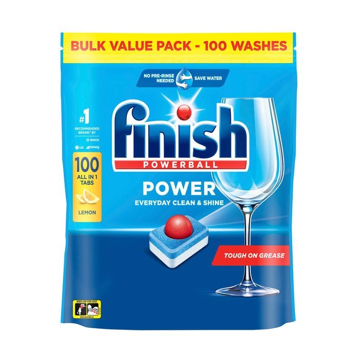 Finish Power Lemon Sparkle All-In-One Dishwashing Tablets - 100 Pack