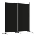 vidaXL 2-Panel Room Divider Black Fabric Privacy Screen Room Separator Folding