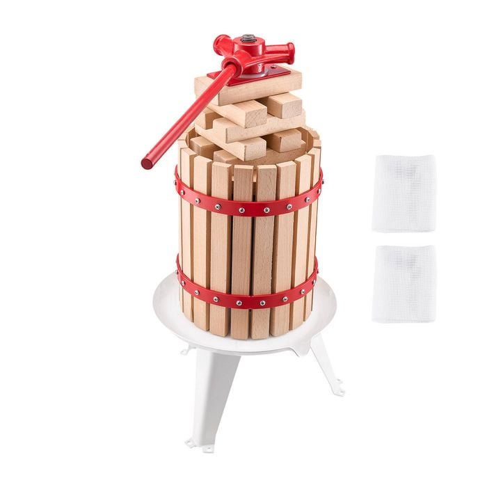 Vevor 1.6 Gal Fruit Wine Press White Solid Wood Basket With 8 Blocks Cider Apple Making