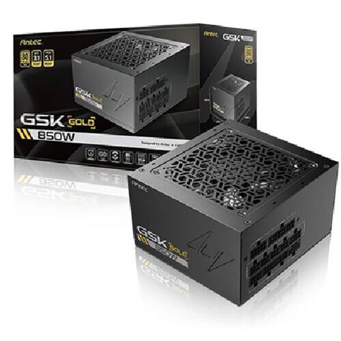 Antec GSK850 V2 80+ Gold Fully Modular, 850W, ATX 3.1, 140×150×86mm, 120mm fan, PCIE 5.1, 12VHPWR, OCP/OVP/UVP/SCP/OPP/OTP, 7Y