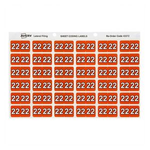 Avery 22 Side Tab Colour Coding Label Dark Orange (180pk)