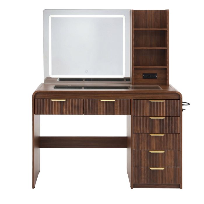 Artiss Dressing Table Vanity Desk Fluted Drawers 120CM Walnut