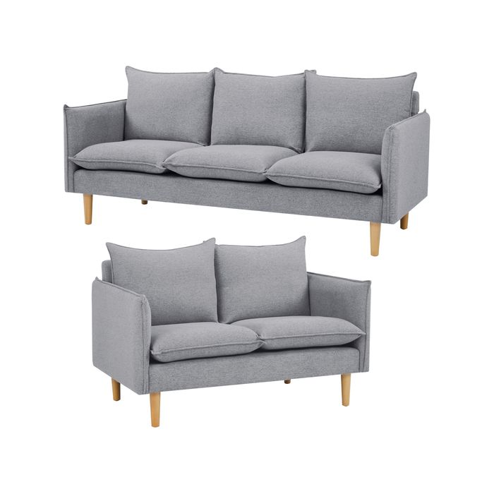 Sinatra 2 + 3 Seater Fabric Sofa Lounge Couch Grey