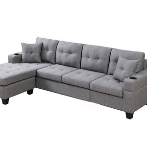New Marcia Sectional Sofa with Chaise Linen - Grey