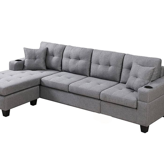 New Marcia Sectional Sofa with Chaise Linen - Grey