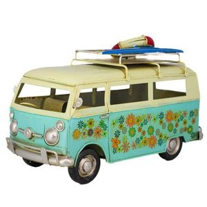 Boyle Metal Ornament Home Decor Hand-painted Vintage Orange Top Flower Van 25cm