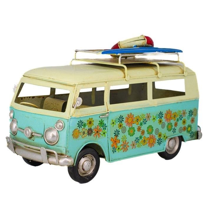 Boyle Metal Ornament Home Decor Hand-painted Vintage Orange Top Flower Van 25cm