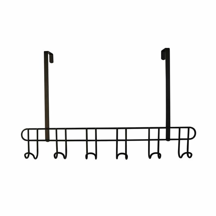 Adoored 6 Hook Black Over-The-Door Deco Hook Rack