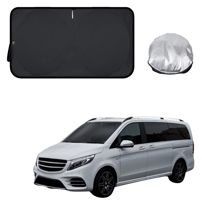 Front Windscreen Sun Shade for Mercedes-Benz V-Class 2014 - Current (3rd Gen, W447) - XL 160 x 100 cm - Black