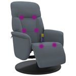 vidaXL Massage Recliner Chair with Footrest Dark Grey Velvet
