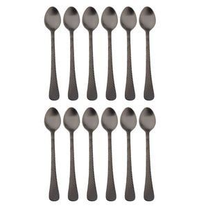 2x 6pc Coffee Culture Satin Black Stainless Steel Parfait Stir Spoon Set 17.8cm
