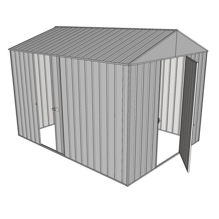 Build-a-Shed 2.3 x 3.0 x 2.3m Front Gable Dual Door Deep Shed - Zinc