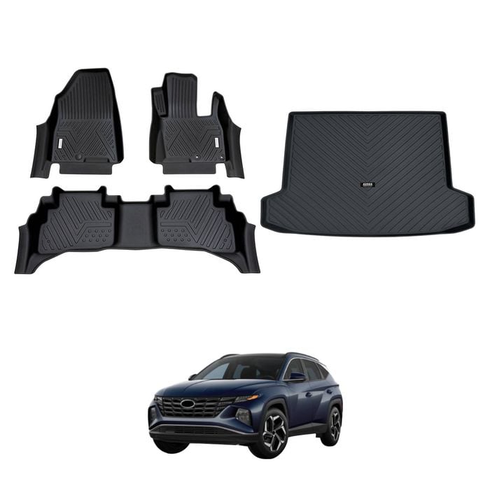 AUSGO Floor Mats & Boot Liner Set for Hyundai Tucson Hybrid 2021-Onwards Car Floor Liners Cargo Mat