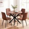 BRIBRION 100-140cm Extendable Dining Table and Chair Sets 5pcs Leather Brown 4-6 Seaters