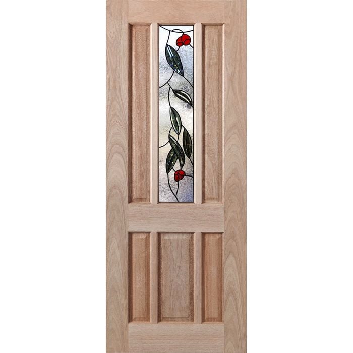 Woodcraft 2040 x 820 x 40mm Entrance Door Hamlett Gumleaf TG Glass