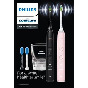 Philips Sonicare DiamondClean 9000 Electric Toothbrush Bundle Pack - Black/Pink