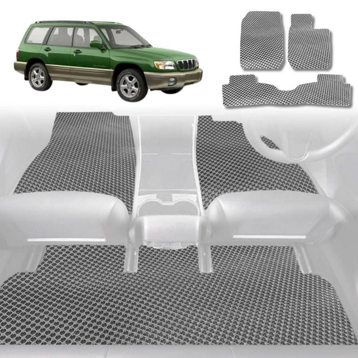 6D Diamond Car Floor Mats for Subaru Forester 2002-2008-Full Set-Grey-Outback GT