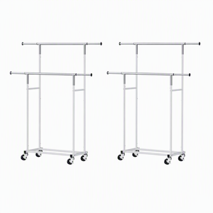 Artiss 2X Clothes Rack Hanging Rail Wheels Adjustable Double Rod