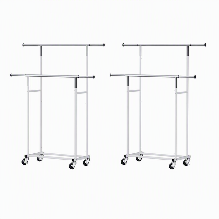 Artiss 2X Clothes Rack Hanging Rail Wheels Adjustable Double Rod