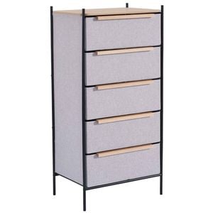 Bellos Living 5 Drawer Chest Fabric Drawers With Light Oak Handles