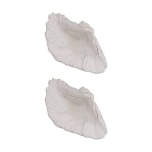 2pk Lvd Medium Clam Shell Washed Resin Sea Statue Indoor/outdoor Decor 21x15x9cm