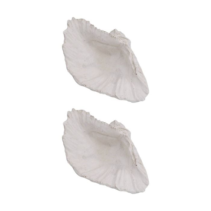 2pk Lvd Medium Clam Shell Washed Resin Sea Statue Indoor/outdoor Decor 21x15x9cm