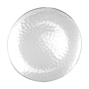 6x 10pc Partyware Heavy Duty Dimple Plates Set W/ Silver Rim 250mm Clear