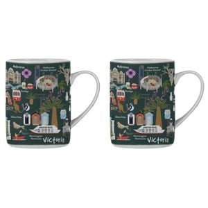 2PK Ashdene Land Down Under Vic Bone China Drinking Mug Green 370ml