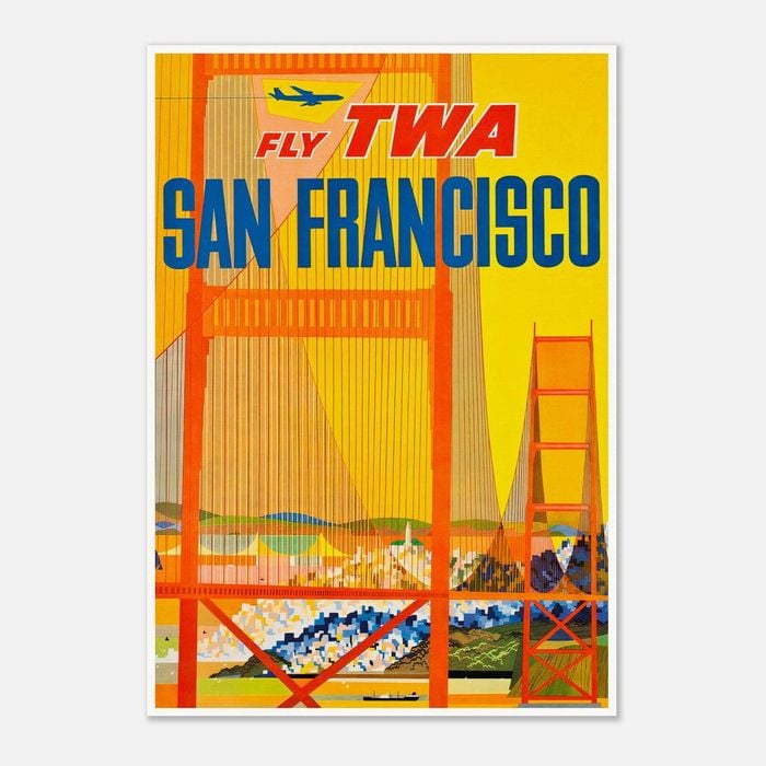 Galrie Vintage San Francisco Airline Travel Poster Golden Gate Bridge Art, Poster Only, A0 84 x 119cm (33 X 47inch)