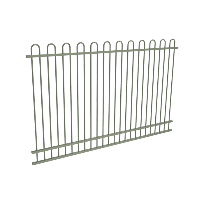ProtectorAl 2400 x 1500 mm Pale Eucalypt Aluminium Pool Fence Panel Loop Top with Mid Rail