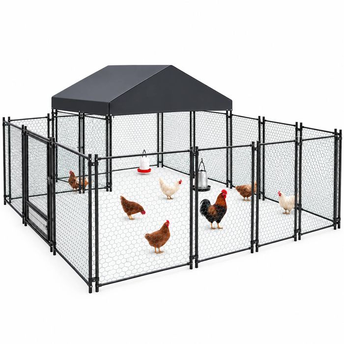 Advwin Chicken Run Coop Large Outdoor Poultry Cage With Sunshade Cover