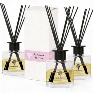 Nicola Spring Glass Reed Diffusers 200ml - Summer Berries - Pack Of 3 - Fruity Fresh Fragrance With 8 Reeds Each Long Lasting