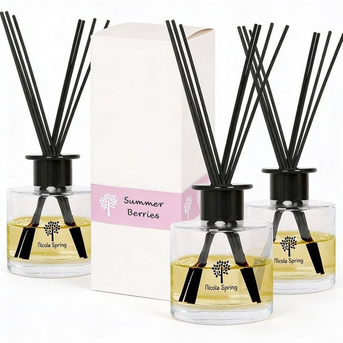 Nicola Spring Glass Reed Diffusers 200ml - Summer Berries - Pack Of 3 - Fruity Fresh Fragrance With 8 Reeds Each Long Lasting