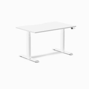 Desky Dual White Scalloped Melamine Sit Stand Desk 120x75cm White Frame Leg