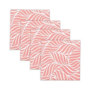 4pc Rayell Ceramic Printed Coasters Leaf Love Tangerine